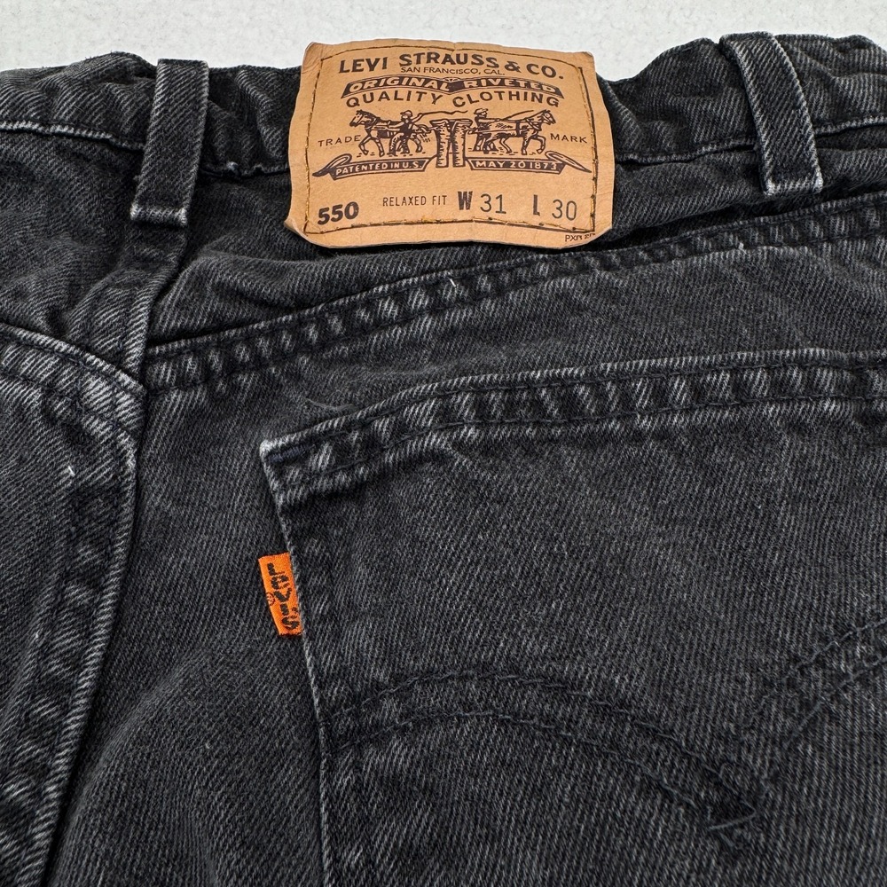 Vintage 1997 Levis 550 Orange Tab Jeans Mens 31x30 (Fit 30x30) Black Grunge USA - Picture 8 of 9